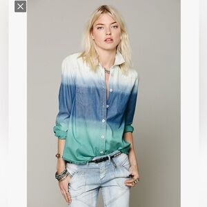 Free People Size Small Ombre button down shirt Western-style stitch